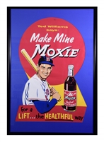 EXTRAORDINARILY RARE 1950S TED WILLIAMS "MAKE MINE MOXIE" DECAL ADVERTISING DISPLAY