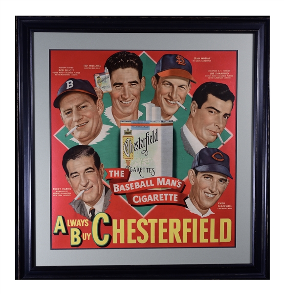 1948 CHESTERFIELD ADVERTISING DISPLAY W/ TED WILLIAMS
