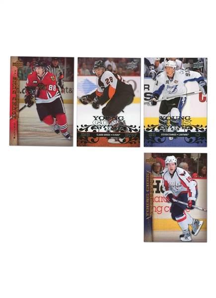 GROUP OF (4) 2007-08 UPPER DECK YOUNG GUNS HOCKEY ROOKIES - 07 #210 KANE, #249 BACKSTROM; 08 #235 GIROUX, #245 STAMKOS - PRESENT AS EX TO NM (CANADA 150)