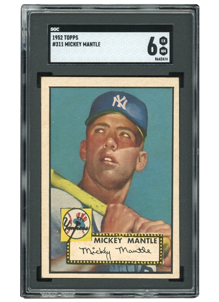 1952 TOPPS #311 MICKEY MANTLE ROOKIE - SGC EX-NM 6