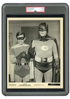 GROUP OF (5) UNIQUE BATMAN PHOTOGRAPHS FROM THE FIRST YEAR OF THE TV SERIES AND MOVIE - PSA/DNA TYPE III