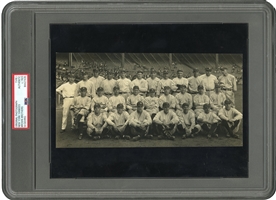 INCREDIBLY SCARCE & IMPORTANT 1923 NEW YORK YANKEES ORIGINAL TEAM PHOTOGRAPH - FIRST WORLD SERIES CHAMPIONSHIP WITH 19 YEAR-OLD PRE-ROOKIE LOU GEHRIG! - PSA/DNA TYPE I