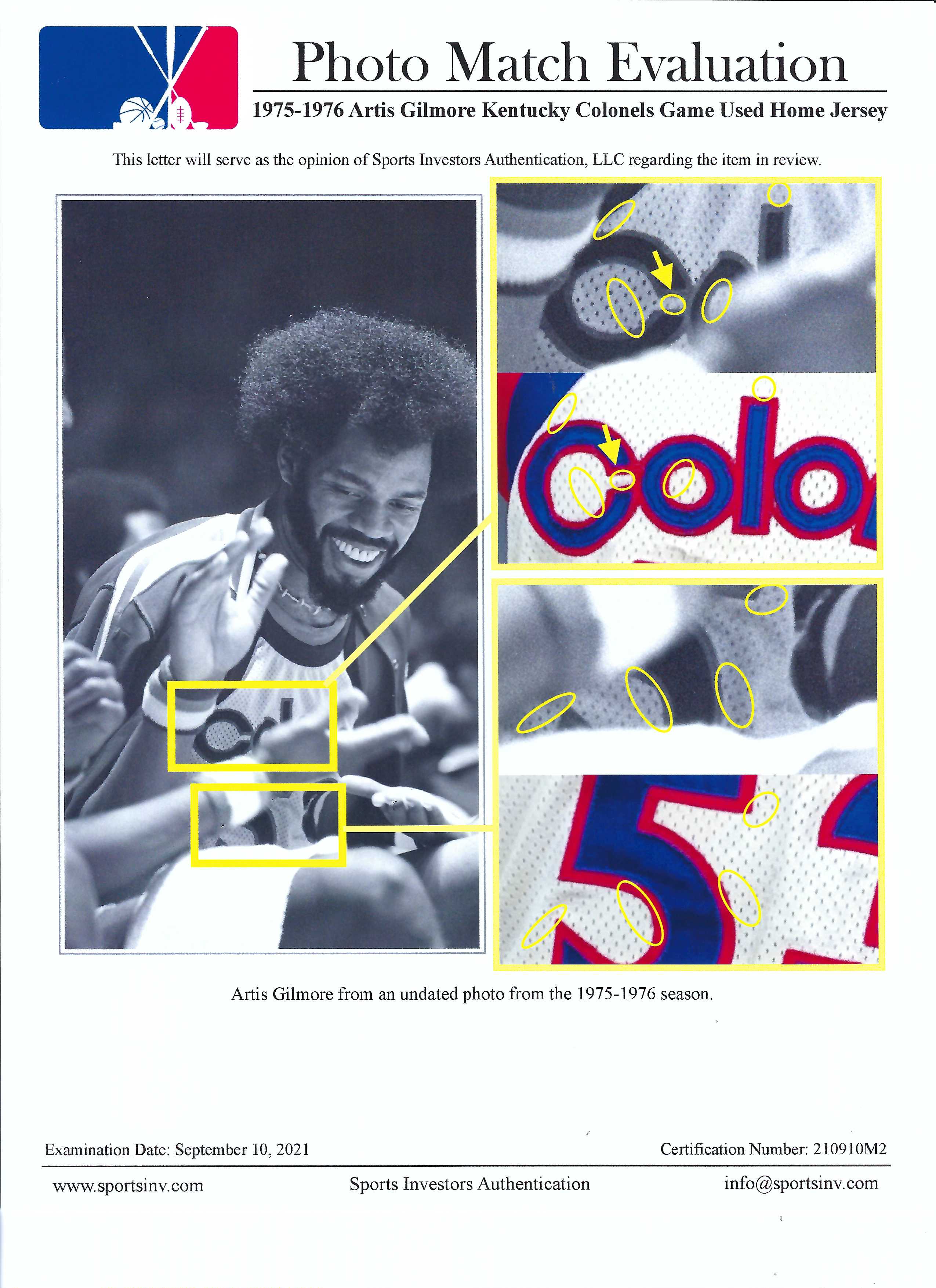 Artis Gilmore Signed Kentucky Colonels Jersey Inscribed 72 ABA