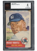 1953 TOPPS #82 MICKEY MANTLE NEW YORK YANKEES - BGS VG-EX 4 