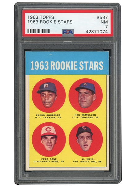 1963 TOPPS #537 ROOKIE STARS PETE ROSE - PSA NM 7