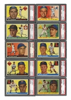 1955 TOPPS BASEBALL PSA GRADED COMPLETE SET OF (206) WITH 7.93 GPA & RANKED #15 ON PSA REGISTRY - ALL PSA NM-MT 8 OR HIGHER WITH ONLY TWO CARDS BELOW PSA NM-MT 8 