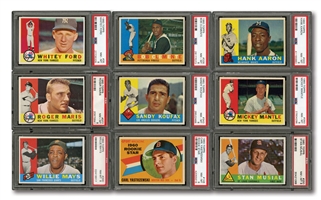 1960 TOPPS BASEBALL PSA GRADED COMPLETE SET - ALL PSA NM-MT 8 OR HIGHER WITH ONLY 4 GRADED BELOW - CURRENTLY RANKS #22 ON PSA REGISTRY