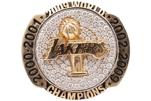 2009 LOS ANGELES LAKERS CHAMPIONSHIP RING - STAFF RING YELLOW AND WHITE GOLD W/ DIAMONDS 