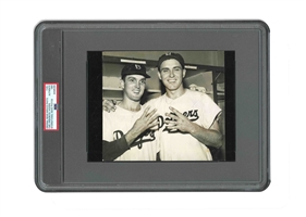 AUG 31, 1950 GIL HODGES (WITH CARL ERSKINE) BROOKLYN DODGERS ORIGINAL PHOTO - 1ST NL PLAYER TO HIT 4 HRS IN ONE GAME - PSA/DNA TYPE I 