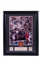 MICHAEL JORDAN 1998 NBA FINALS LAST SHOT DISPLAY WITH AUTHENTIC DELTA CENTER FLOOR PIECE - UDA