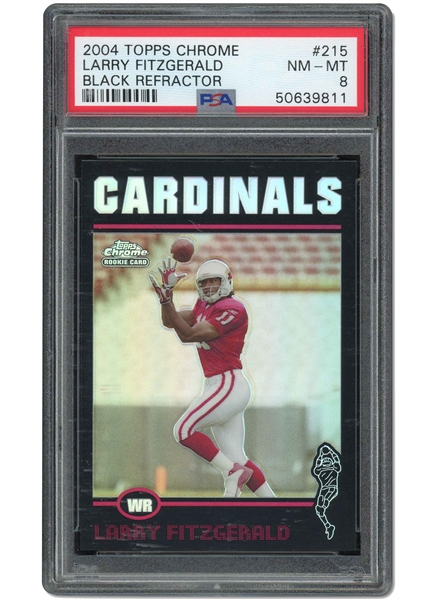2004 TOPPS CHROME BLACK REFRACTOR #215 LARRY FITZGERALD LIMITED EDITION (86/100) PSA NM-MT 8 - ONLY (9) GRADED HIGHER