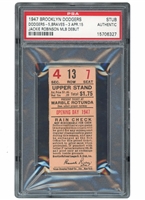 MONUMENTAL APRIL 15, 1947 BROOKLYN DODGERS OPENING DAY TICKET STUB - JACKIE ROBINSON MLB DEBUT TO BREAK BASEBALLS COLOR BARRIER! - PSA AUTHENTIC (POP 5, ONLY 3 HIGHER)