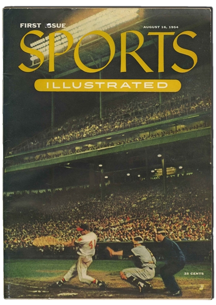 AUG. 16, 1954 SPORTS ILLUSTRATED MAGAZINE INAUGURAL ISSUE WITH BASEBALL CARDS INSERT