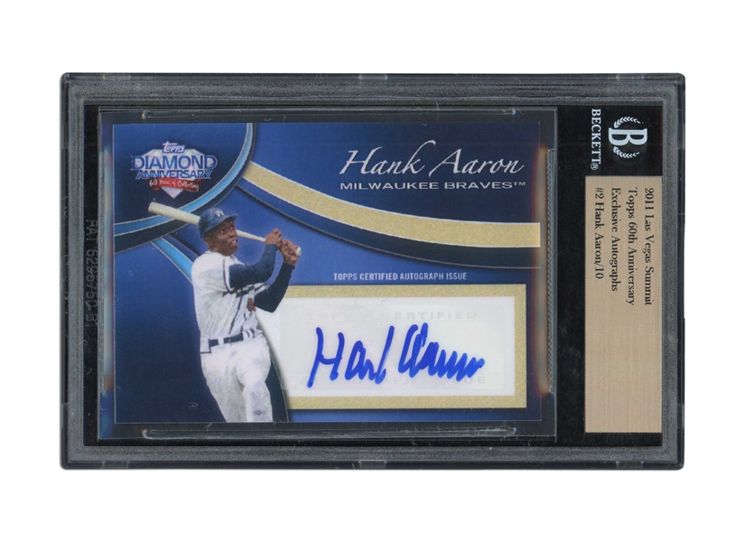 2011 TOPPS 60TH ANNIVERSARY EXCLUSIVE AUTOGRAPHS #2 HANK AARON (9/10) - BGS AUTHENTIC AUTO
