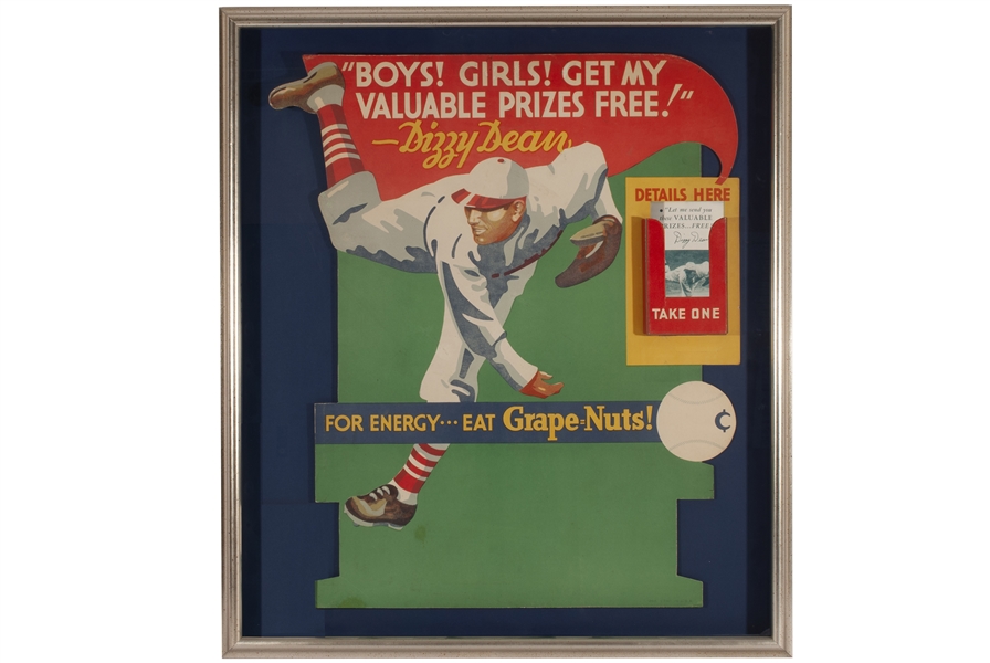 1930S DIZZY DEAN GRAPE NUTS DIE-CUT ADVERTISING DISPLAY