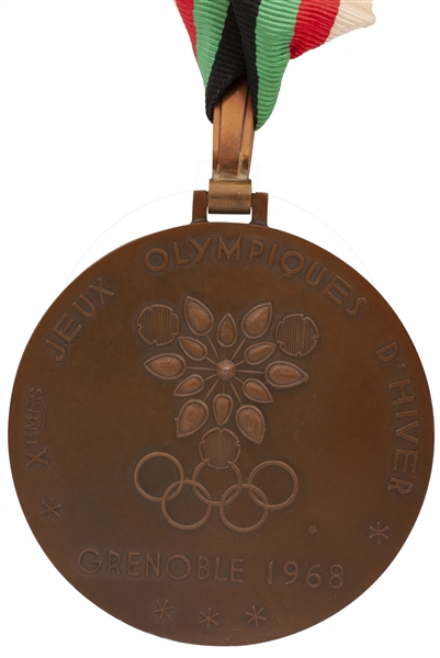 1968 GRENOBLE WINTER OLYMPICS BRONZE WINNERS MEDAL AWARDED FOR GIANT SLALOM IN ORIGINAL CASE