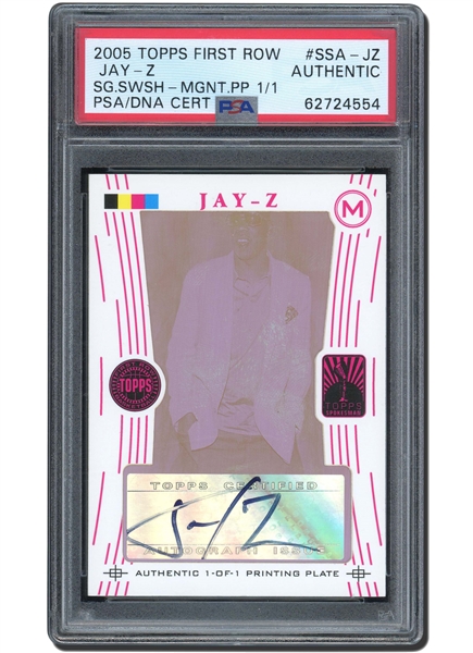 2005 TOPPS FIRST ROW JAY-Z SIGNATURE SWISH MAGENTA 1-OF-1 PRINTING PLATE - PSA & PSA/DNA AUTHENTIC