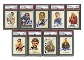 2006-2012 LOT OF (9) TOPPS ALLEN & GINTER ATHLETE/COACH/CELEBRITY SIGNED CARDS INCL. RANDY COUTURE & RICHARD PETTY - ALL PSA/DNA
