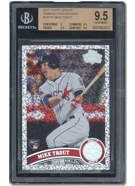 2011 TOPPS UPDATE DIAMOND ANNIVERSARY #US175 MIKE TROUT ROOKIE - BGS GEM MINT 9.5