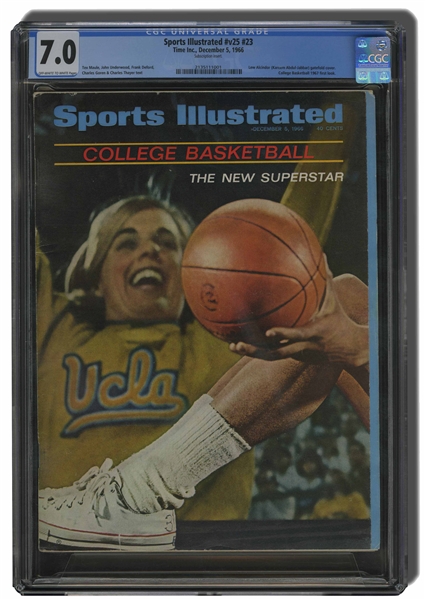 DEC. 5, 1966 SPORTS ILLUSTRATED "THE NEW SUPERSTAR" UCLA SOPHOMORE LEW ALCINDOR (KAREEM ABDUL-JABBAR) FIRST COVER - CGC 7.0 (ONLY FIVE HIGHER)