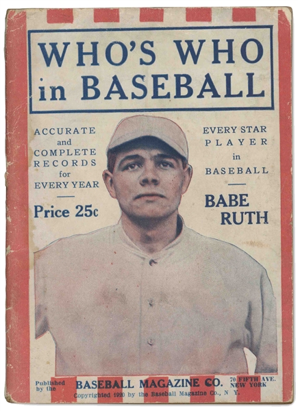 1920 BASEBALL MAGAZINE CO. WHOS WHO ANNUAL ISSUE WITH BABE RUTH ON THE COVER