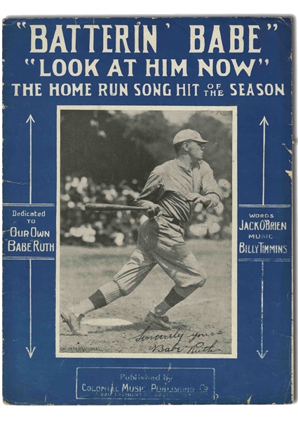 1919 BATTERIN BABE "LOOK AT HIM NOW" MUSIC SHEET WITH RUTH ON COVER