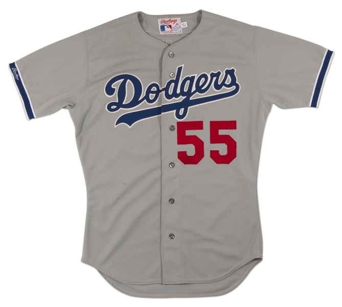 1989 OREL HERSHISER LOS ANGELES DODGERS GAME WORN ROAD JERSEY (MEARS A10)
