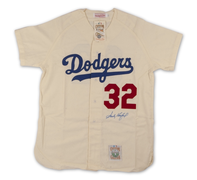 SANDY KOUFAX AUTOGRAPHED LOS ANGELES DODGERS HOME MITCHELL & NESS THROWBACK JERSEY - PSA/DNA COA & PHOTO EVIDENCE