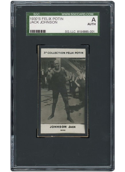 1922 FELIX POTIN CELEBRITIES (3RD SERIES) JACK JOHNSON - SGC AUTHENTIC (ONLY TWO GRADED BY SGC)