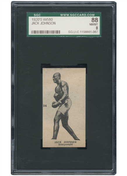 1923 W580 BOXING #34 JACK JOHNSON - SGC 88 NM/MT 8 (HIGHEST GRADED)