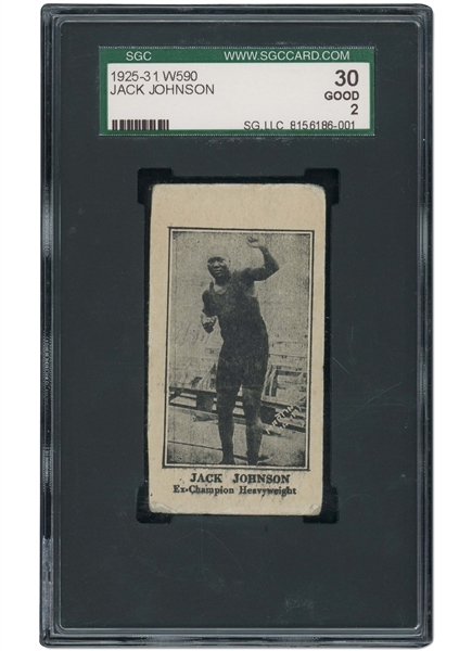 1925-31 W590 HAND-CUT JACK JOHNSON - SGC 30 GD 2 (ONLY SEVEN GRADED BY PSA & SGC COMBINED)