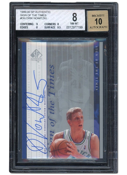 1999-00 SP AUTHENTIC SIGN OF THE TIMES #DN DIRK NOWITZKI - BGS NM-MT 8 / 10 AUTO.