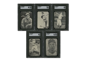 GROUP OF (5) 1947 BOND BREAD SGC GRADED EXAMPLES INCLUDING DIMAGGIOS, SLAUGHTER, WILLIAMS, & KINER
