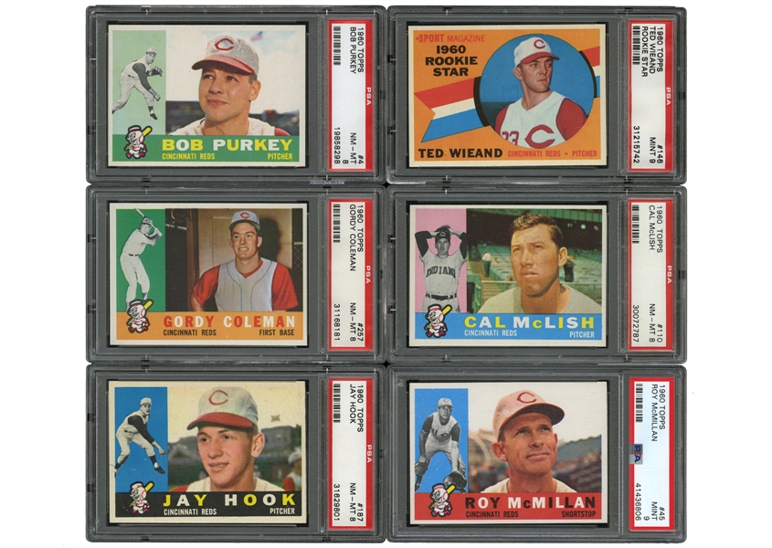 1960 TOPPS PSA GRADED GROUP OF (11) CINCINNATI REDS LOW NUMBER STAR CARDS - ALL PSA NM-MT 8 OR MINT 9