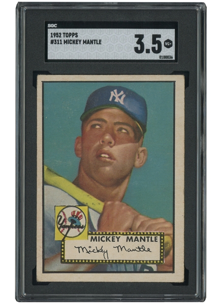 1952 TOPPS #311 MICKEY MANTLE ROOKIE - SGC VG+ 3.5