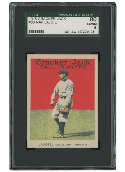 1915 CRACKER JACK #66 NAP LAJOIE - SGC EX/NM 6