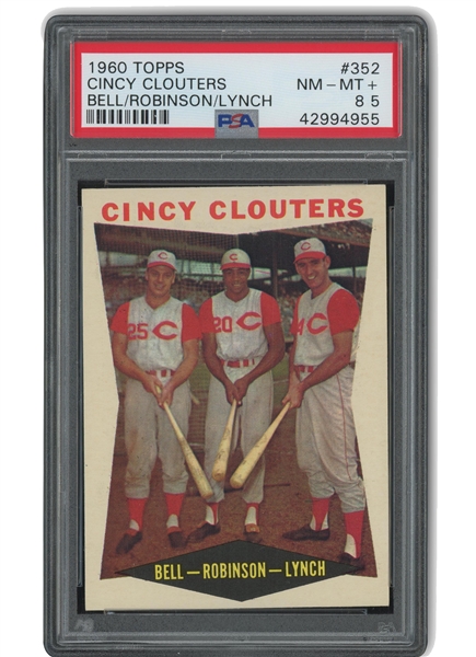 1960 TOPPS #352 BELL/ROBINSON/LYNCH CINCY CLOUTERS - PSA NM-MT 8.5+