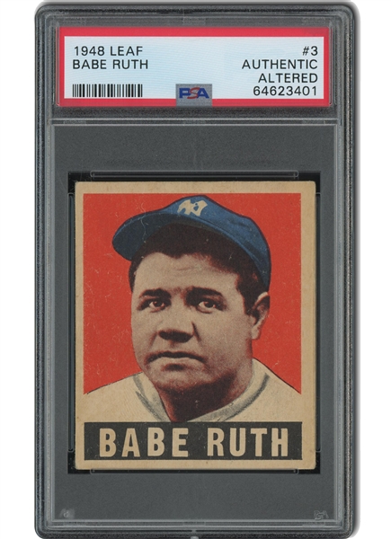1948 LEAF #3 BABE RUTH - PSA AUTHENTIC ALTERED