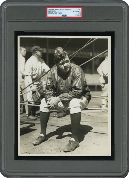 1932 BABE RUTH ORIGINAL PHOTOGRAPH TAKEN 14 DAYS PRIOR TO HIS FAMOUS "CALLED SHOT" - PSA/DNA TYPE I