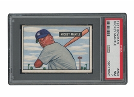 1951 BOWMAN #253 MICKEY MANTLE ROOKIE - PSA NM 7