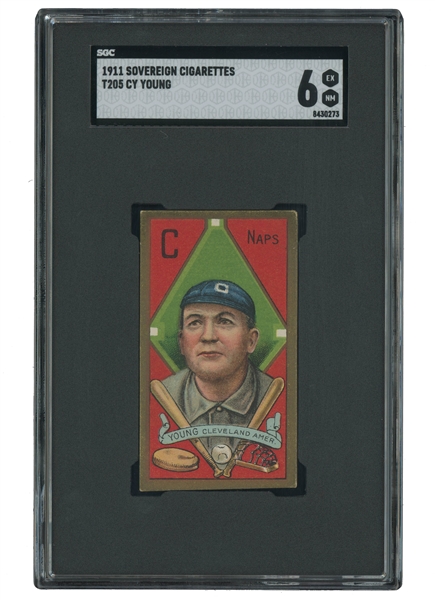 1911 T205 CY YOUNG GOLD BORDER WITH SOVEREIGN CIGARETTES BACK - SGC 80 EX/NM 6