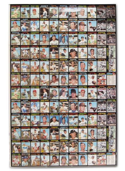 1971 TOPPS BASEBALL UNCUT SHEET OF 132 CARDS FROM SERIES 1 (DUPLICATE 66-CARD SHEETS) WITH TWO EACH OF #5 MUNSON, #20 R. JACKSON, #26 BLYLEVEN (RC) AND #100 ROSE