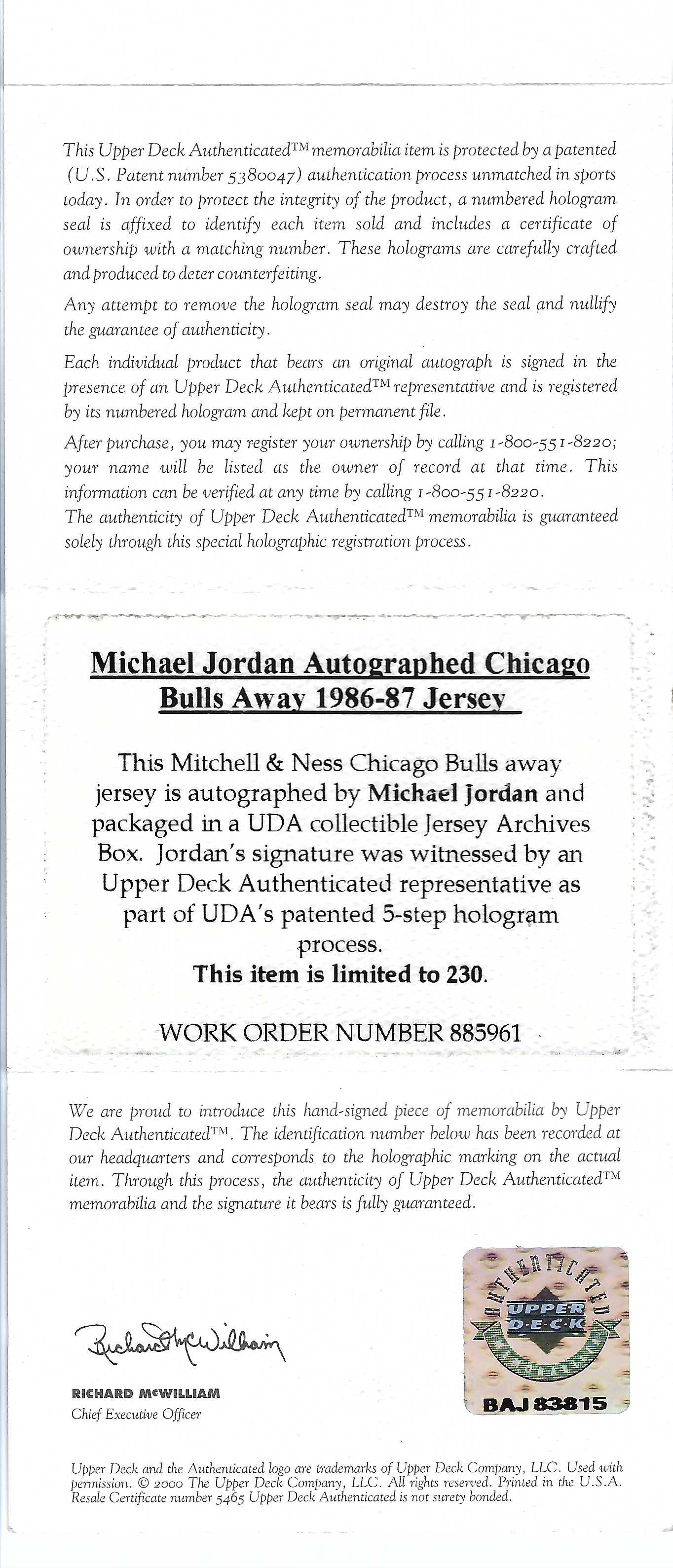 Mitchell & Ness Authentic Michael Jordan Chicago Bulls 1986-87 Jersey