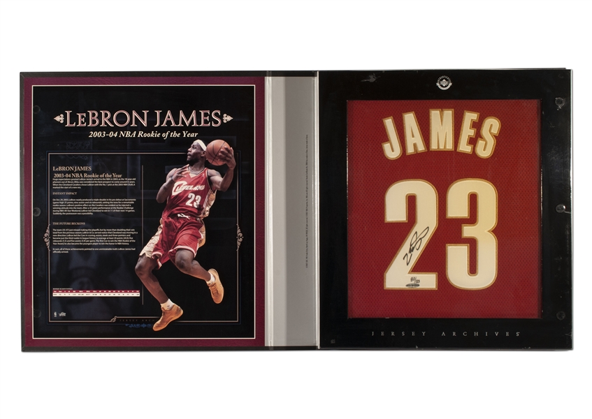 LEBRON JAMES AUTOGRAPHED UPPER DECK ARCHIVES 2003-04 ROOKIE OF THE YEAR JERSEY (LE 80/123) - UDA COA