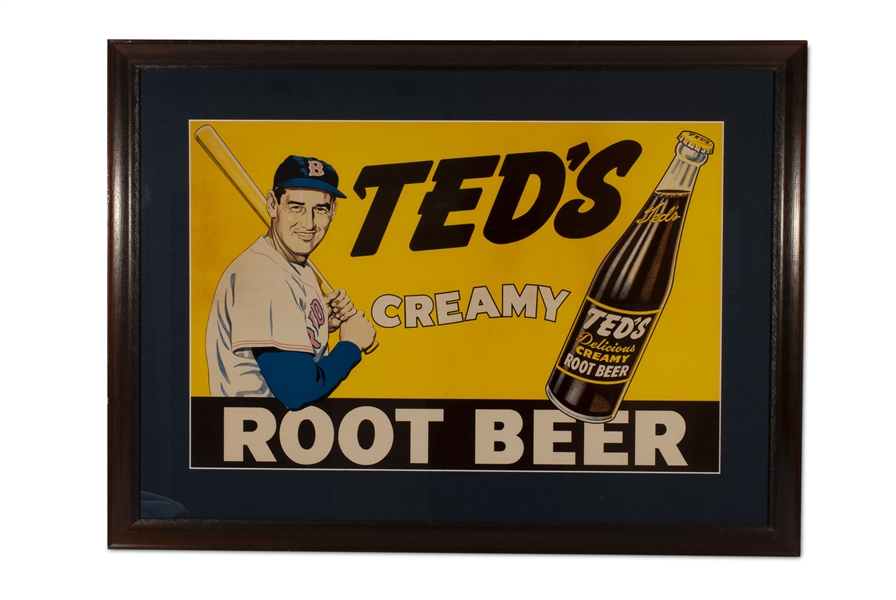 LARGE 1950S TED WILLIAMS "TEDS ROOT BEER" ADVERTISING DISPLAY