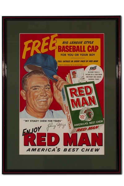 1952 JOHNNY MIZE RED MAN TOBACCO ADVERTISING DISPLAY