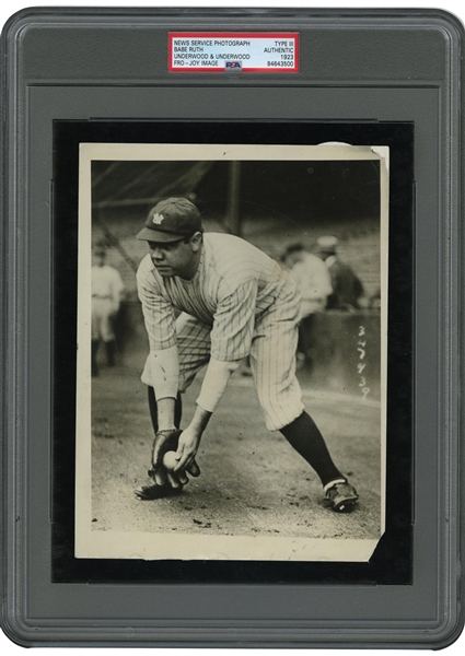 1923 BABE RUTH UNDERWOOD & UNDERWOOD PHOTOGRAPH USED FOR HIS FRO-JOYS CONE WEEK PROMOTION - PSA/DNA TYPE III