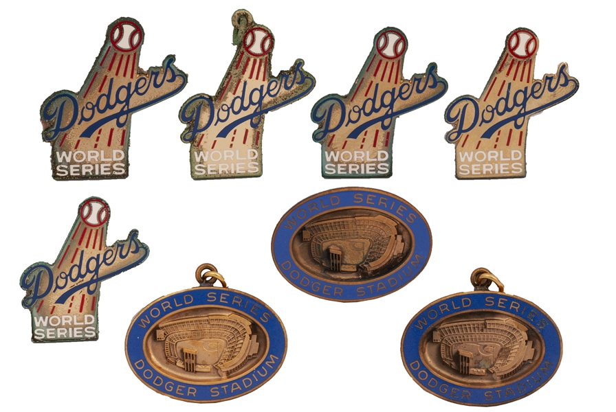 ASSORTED GROUP OF LOS ANGELES DODGERS WORLD SERIES PRESS PINS AND TIE TACKS (CLAIRE COLLECTION)