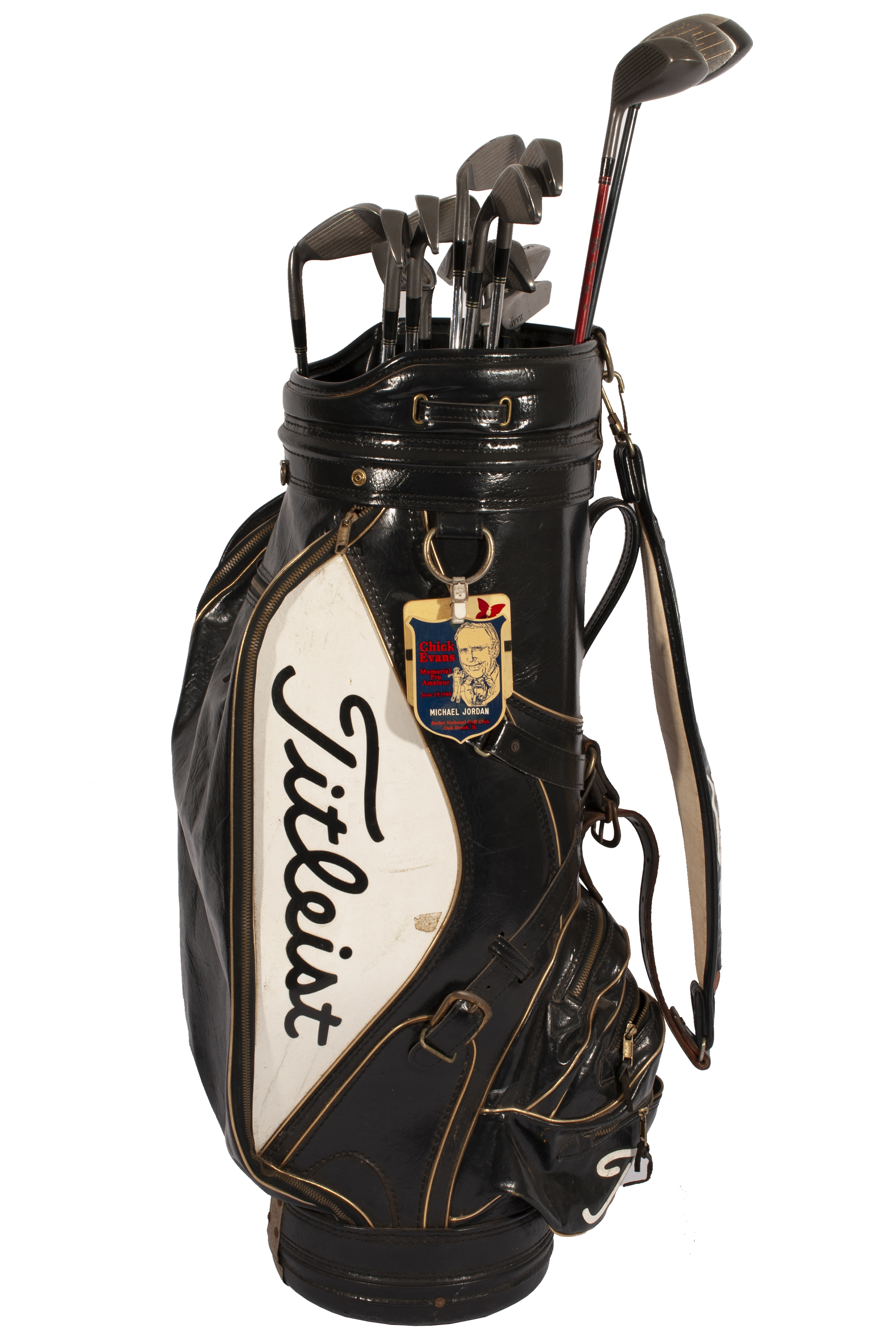 Lot Detail - MICHAEL JORDAN'S 1988 CHICK EVANS PRO-AM TOURNAMENT USED  TITLEIST GOLF BAG AND FULL SET OF CLUBS WITH (11) WILSON CUSTOM M.J. 23  ENGRAVED IRONS (EX-NBA PLAYER LOA)
