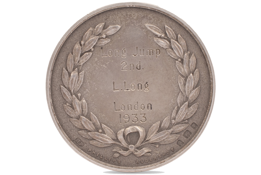 8/19/1933 Germany vs. Great Britain International Dual Meet (London) Second Place Medal for Long Jump Awarded to Luz Long